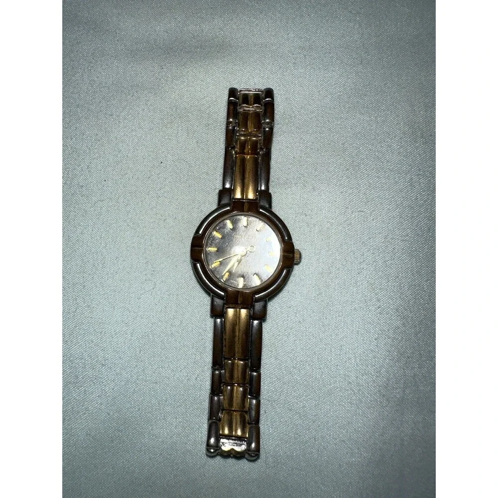 Vintage Louis Cardini Women’s Two-Tone Quartz Watch – Black Dial, Japan Move